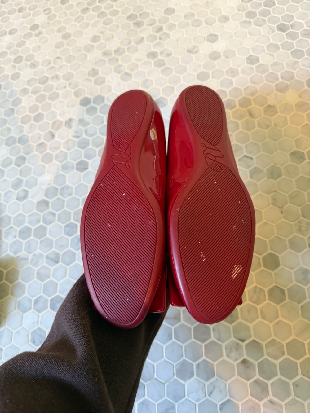 Roger Vivier Red Patent Square-Buckle Flats - Picture 3 of 7